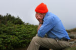 Bretton Woods, NH-09/08/15 -Ninety year-old Richard Dreselly from Topsham, Maine is the oldest man to climb Mt. Washington. Exhausted, he takes a break on Crawford Path.