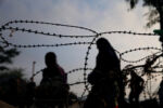Refugees and migrants on foot bypass razor wire as they enter Macedonia at the border crossing outside of Idomeni, Greece. Anxious refugees continue to pour into Macedonia, propelling themselves toward Germany and other nations offering shelter. They may have survived the perilous first crossing to Greece, but the journey remains arduous and unpredictable.