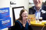 March 1, 2016 - Katie Hellman, Massachusetts's out of state organizer for the Bernie Sanders for President campaign, reacts when a volunteer tells her she kissed Sanders on the cheek at a rally in Massachusetts the previous night.