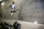 March 18, 2016, Palm Springs, CA:
Rafael Nadal warms up in the tunnel before a quarter-final match against Kei Nishikori during the 2016 BNP Paribas Open at the Indian Wells Tennis Garden in Indian Wells, California Friday, March 18, 2016.