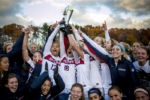 November 6, 2016, Storrs, CT:
Members University of Connecticut celebrate after defeating Southern Methodist University in the American Athletic Conference Championship game at Morrone Stadium in Storrs, Connecticut Sunday, November 6, 2016.