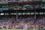BOSTON, MA - MAY 14: David Ortiz #34 of the Boston Red Sox reacts after hitting a solo home run during the fourth inning of a game against the Houston Astros on May 14, 2016 at Fenway Park in Boston, Massachusetts.