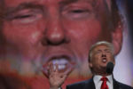 Republican U.S. presidential nominee Donald Trump speaks as he accepts the nomination during the final session of the Republican National Convention in Cleveland, Ohio July 21, 2016.
