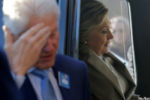 U.S. Democratic presidential nominee Hillary Clinton gets into her vehicle after she and her husband, former U.S. President Bill Clinton (L) cast their ballots at the Douglas Grafflin Elementary School in Chappaqua, New York November 8, 2016.
