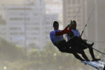 Jonas Warrer and Christian Peter Stephensen Lubeck of Denmark compete in a Men's 49er class sailing race at the 2016 Rio Summer Olympics in Rio de Janeiro, Brazil, August 8, 2016.