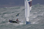 Anne Haeger and Briana Provancha of the United States compete in a Women's 470 class sailing race at the 2016 Rio Summer Olympics in Rio de Janeiro, Brazil August 11, 2016.