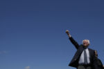 U.S. Democratic presidential candidate and U.S. Senator Bernie Sanders salutes the crowd at a campaign rally in Austin, Texas February 27, 2016.