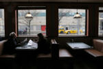U.S. Democratic presidential candidate and U.S. Senator Bernie Sanders and his wife Jane sit down to eat at Van Dam Diner in Queens, New York April 9, 2016.