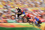 2016 BPPA PICTURES OF THE YEAR CONTEST IPTC CAPTION TEMPLATE
Columbia's Mariana Pajon (L) takes an early lead in the Women's BMX Cycling semifinals in the Olympic BMX Centre at the 2016 Rio Summer Olympics in Rio de Janeiro, Brazil, on August 19, 2016.