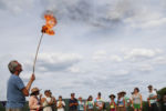 Niko Horster of Shire Beef holds the torch during the Opening Ceremony of the 2nd Annual Farmer Olympics.