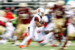 Syracuse wide receiver Sean Riley (10) returns a kick off against Boston College during the first half at Alumni Stadium, Oct. 22, 2016.