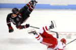 Boston University's Ryan Cloonan (8) collides with Northeastern's Matt Filipe during the first period at Agganis Arena in Boston, Saturday, Nov. 5, 2016.