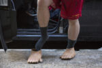 Feb. 14, 2017 – “I’ve perfected the art of what goes first.” Galbraith says in regards to changing outdoors during all seasons as he steps into Pinky’s rubber feet on Milk Street in downtown Boston.