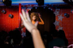 Admiration from the audience. Dee Dee de Ray about to perform Tina Turner's "Rolling on a River" for Miss-Leading Ladies on the Underground Stage.
April 1 2017