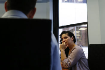 A day before the TPS decision comes down Patricia meets with her Immigration Lawyer Ivan Espinoza-Madrigal (L) as she discusses her fears about what will happen with Temporary Protected Status for Hondurans. If Trump cancels TPS Patricia will join Espinoza-Madrigal's lawsuit, Centro Presente v. Trump, as a plaintiff challenging the termination of TPS.