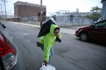 Patricia gathers up her work gear and lunch as she makes her way to the construction site where she works as an excavator. Work is one of the few places where Patricia can clear her mind of her worries, where she simply must focus on the task at hand. Doing excavation work, digging ditches, laying pipes, clearing debris, might be grueling and dangerous, but the money she earns allows her to provide for her only child. A friend helped Patricia get into her union construction job, which she started 15 days after giving birth.
ÒYou have no idea how thankful I am because this job gives me everything I need,Ó she said.
She works as much as she can, usually 10 hours a day, six days a week. But she recently had surgery, and only worked eight-hour shifts five days a week while she healed.