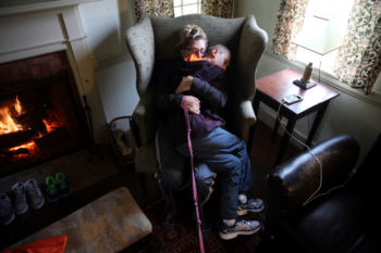 After a stressful weekend at his grandparents' house, Roberta and Connor embraced while resting by the fire. While Connor throws punches and objects when he's angry, he is also loving and sweet toward his family, especially his mother.