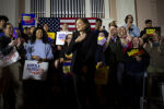While not all simultaneously, in 2019 more than 30 people Ð both Republicans and Democrats Ð were running for president of the United States. Most of those candidates dropped out before the polls even opened, but not before coming to New Hampshire to make their case to voters in the First in the Nation Primary. A look at some of those candidates and their campaigns.
Sen. Kamala Harris (D-Calif.) thanks the crowd at the end of a town hall event at South Church in Portsmouth, N.H., on Monday, Feb. 18, 2019.