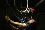 Synopsis:The Brockton Fire Academy is 13 weeks of 8 1/2-hour days, five days a week Ð with no downtime. Some come from military backgrounds, many have firefighters, paramedics or other public safety officials in their immediate families, but they all, in the end, hope to share a common distinction Ð being firefighters.
Brockton firefighting recruit William McNamara looks up as he is lowered into the basement of fire station no. 1 during a confined space rescue drill on Friday, May 3, 2019.