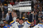 The Boston Bruins play the St. Louis Blues in Game 7 of the 2019 Stanley Cup Finals at TD Garden. Blues Alexander Steen holds up the Stanley Cup after the Blues won 4-1.