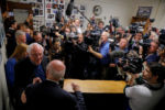 Summary: A large field of Democrats campaigned in New Hampshire in the year ahead of its first-in-the-nation primary.
Caption: Democratic 2020 U.S. presidential candidate and U.S. Senator Bernie Sanders arrives to the office of the New Hampshire Secretary of State to file his declaration of candidacy papers to appear on the New Hampshire primary election ballot at the State House in Concord, New Hampshire, October 31, 2019.