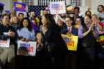 Democratic 2020 U.S. presidential candidate and U.S. Senator Kamala Harris takes the stage for a campaign town hall meeting in Portsmouth, New Hampshire, February 18, 2019.