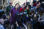 CAMBRIDGE - 3/5/2020:
Senator Elizabeth Warren addresses the media hours after dropping out of the Democratic presidential race Thursday. “I will not be running for president in 2020, but I guarantee I will stay in the fight for folks across the country who’ve gotten the short end of the stick,” Warren told reporters in the driveway of her Cambridge home, accompanied by her husband, Bruce Mann, and their golden retriever, Bailey.