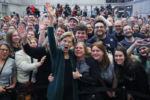 Democratic 2020 U.S. presidential candidate and U.S. Senator Elizabeth Warren (D-MA) poses for a group photo at a campaign canvass kickoff in Manchester, New Hampshire, February 8, 2020.
