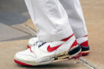 Senator Ed Markey sports his vintage Nike sneakers while campaigning on Aug. 2, 2020.